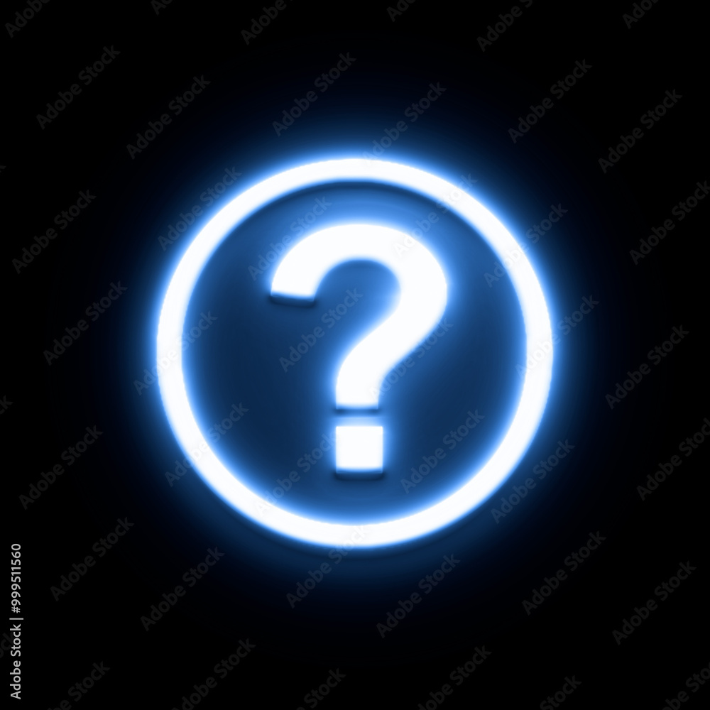 Naklejka premium Question mark glowing neon blue sign icon
