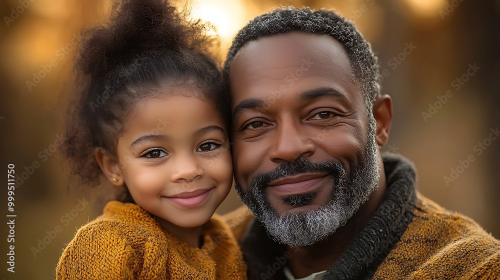 Happy black african american disabled father in a wheelchair with daughter. Candid dad and child bonding in a nature. Father's Day concept banner. Interracial diverse family. AI generated Happy black african american disabled father in a wheelchair with daughter. Candid dad and child bonding in a nature. Father's Day concept banner. Interracial diverse family. AI generated