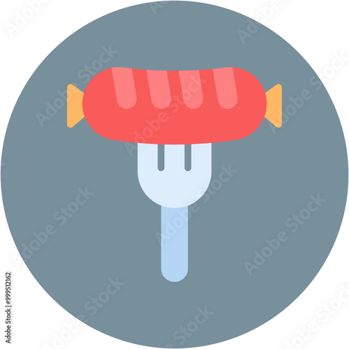Sausage on Fork icon vector image. Can be used for Oktoberfest.