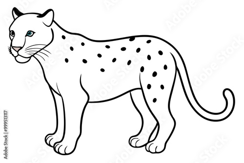 jaguar line art, jaguar outline vector illustration