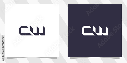 letter cw wc logo design vector