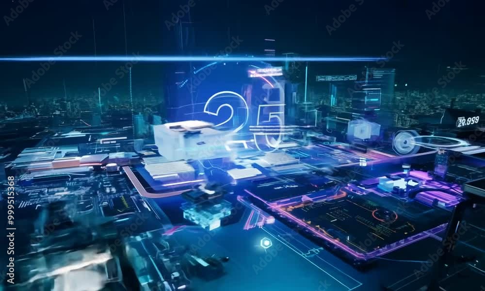 Futuristic vision of innovation and artificial intelligence AI with the role of robots and technology, new year machine development for business purposes