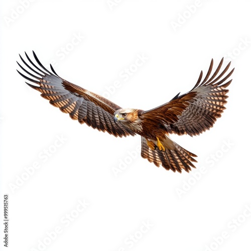 Black Kite on White Background in Artistic Style