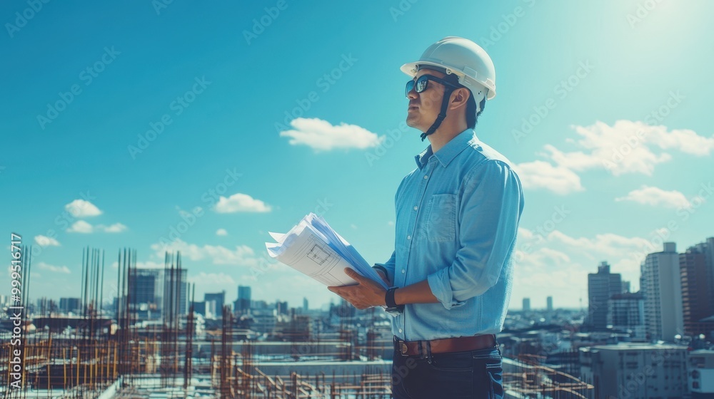 The Construction Worker with Blueprints The Construction Worker with Blueprints