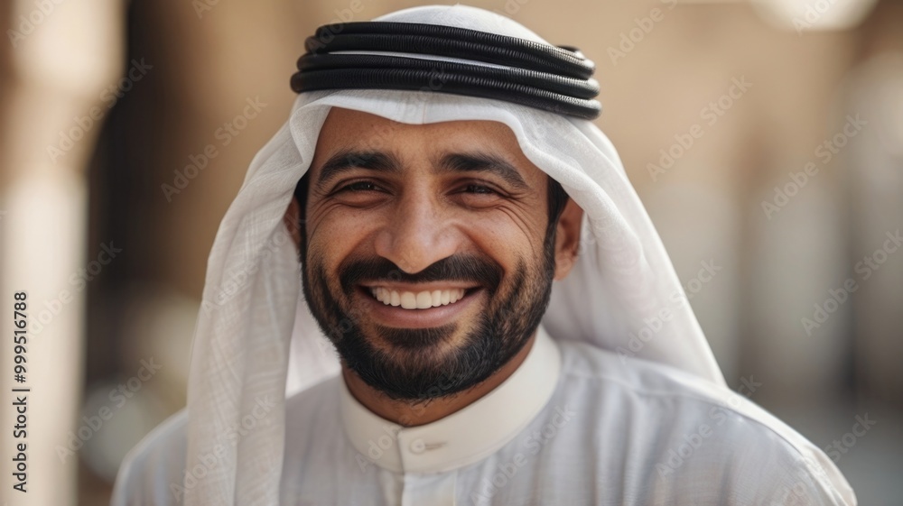 Arabic man smiling over a blurry background Arabic man smiling over a blurry background