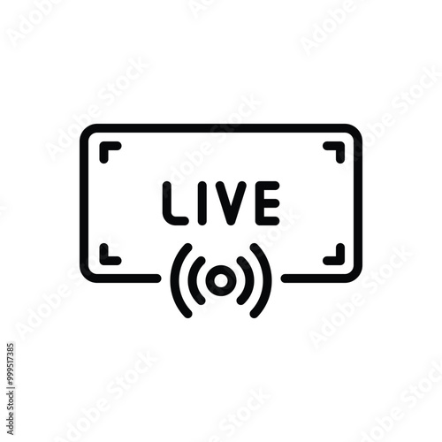 Black line icon for live