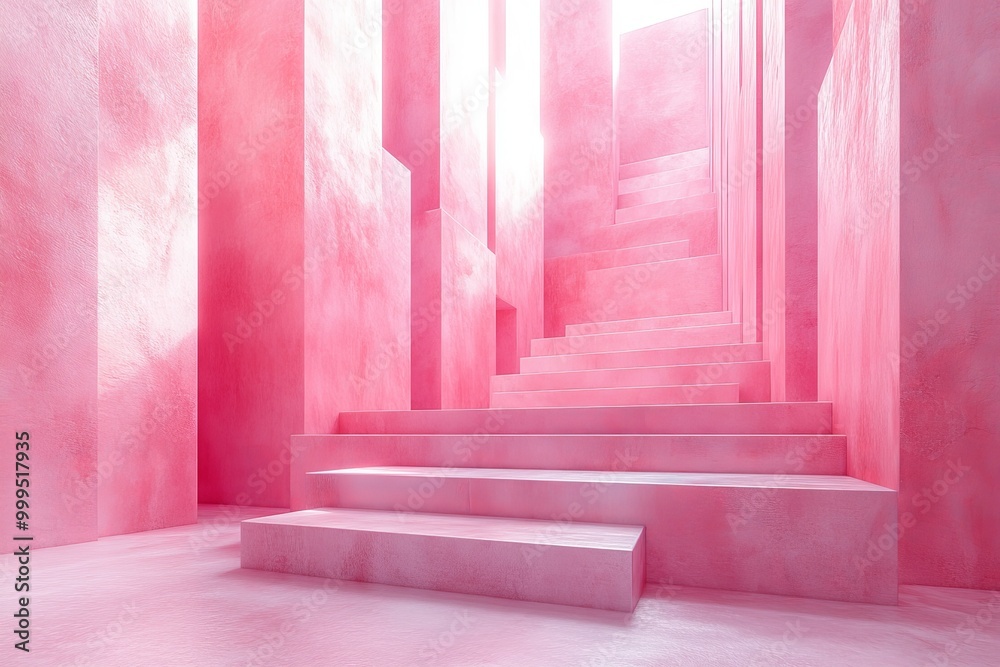 Abstract Cubes and Stairs, a visually striking 3D composition featuring geometric shapes and dynamic forms in a modern space Abstract Cubes and Stairs, a visually striking 3D composition featuring geometric shapes and dynamic forms in a modern space