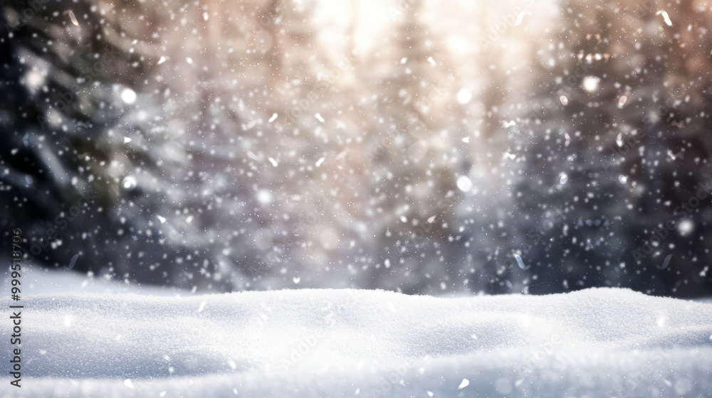 A serene snowfall scene featuring delicate snowflakes falling softly onto a pristine snow-covered ground illuminated by gentle sunlight. A serene snowfall scene featuring delicate snowflakes falling softly onto a pristine snow-covered ground illuminated by gentle sunlight.