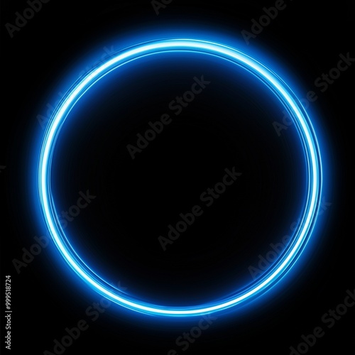 glow blue led circle on black background