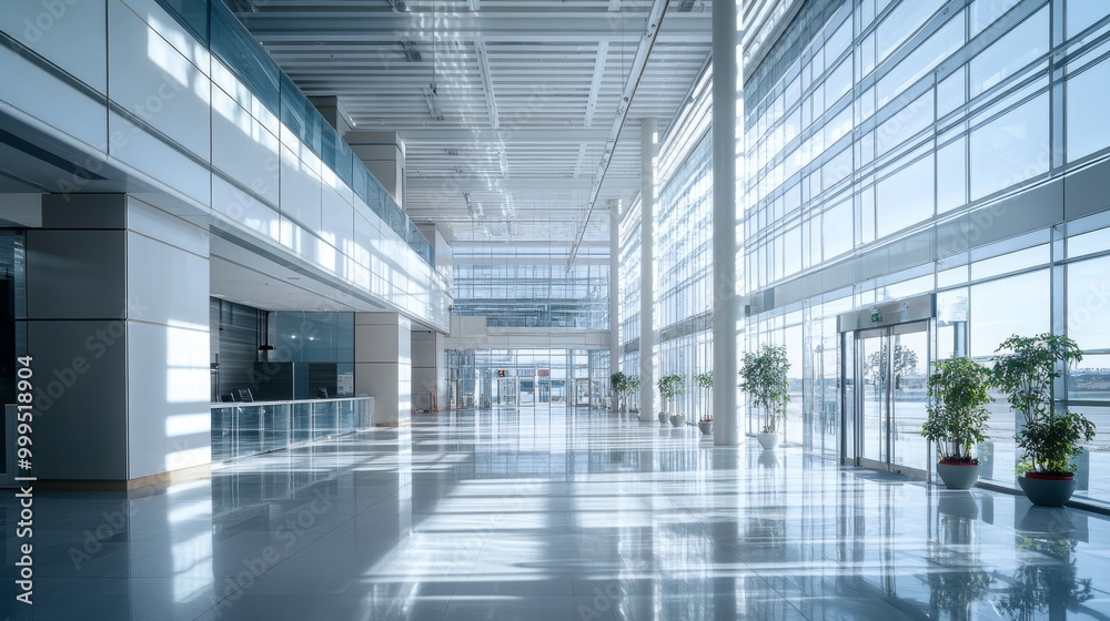 Interior hall of modern style building selective focus Interior hall of modern style building selective focus