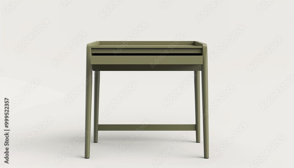 Modern minimalist side table with olive green metal frame and light-colored wooden top Modern minimalist side table with olive green metal frame and light-colored wooden top