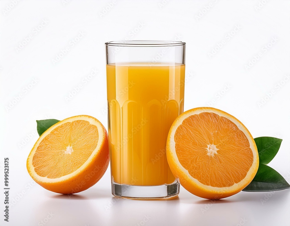 Zumo de naranja en vaso de cristal aislado en fondo blanco Zumo de naranja en vaso de cristal aislado en fondo blanco