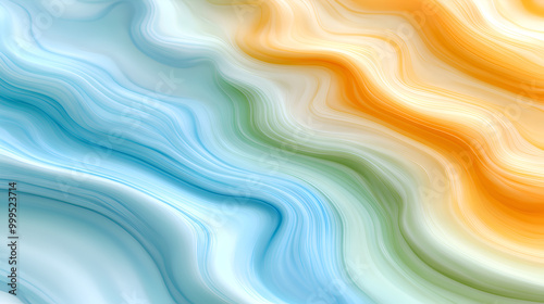 A flowing abstract background showcasing soft waves of blue, yellow, and green in a serene and calming composition