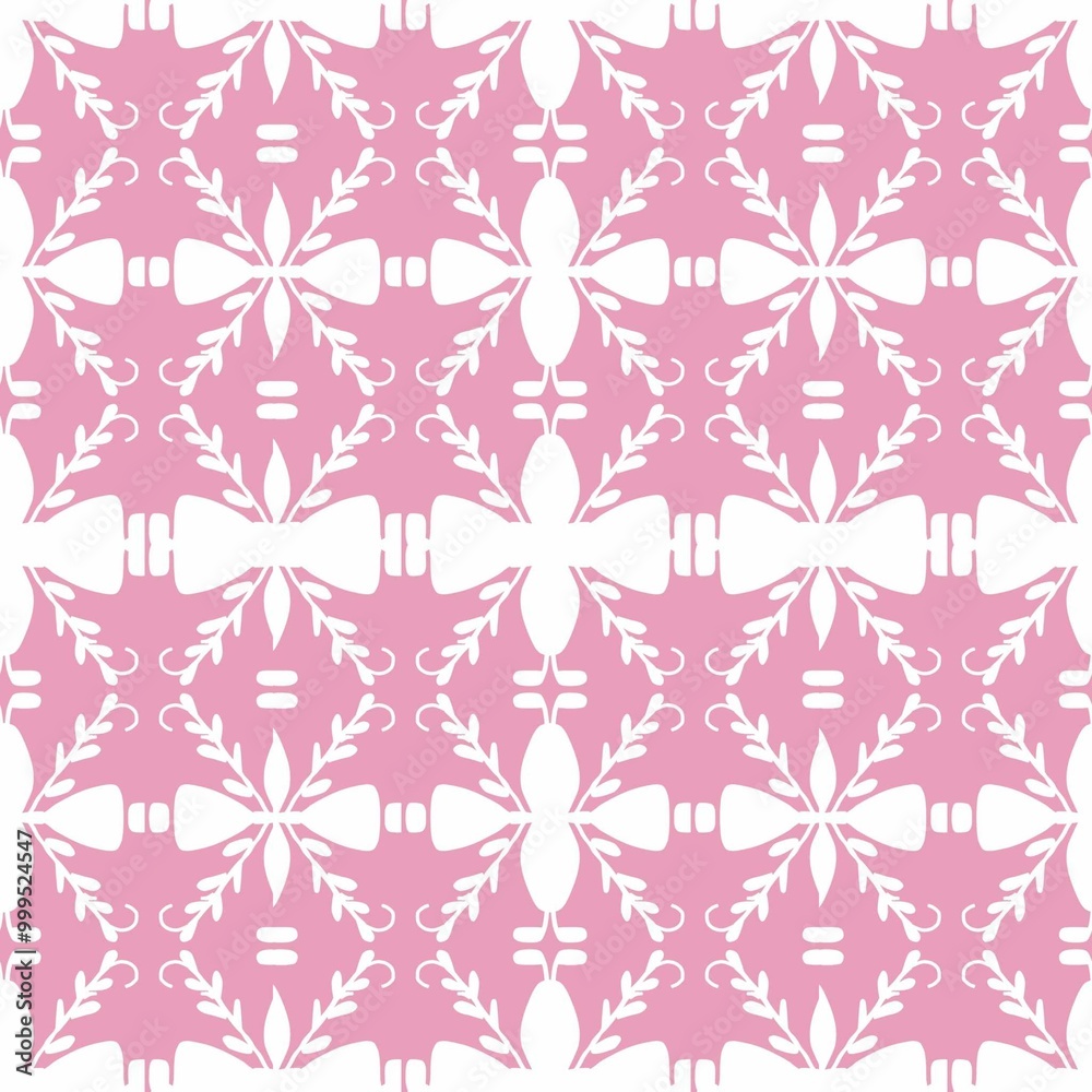 Fototapeta premium seamless pattern with white flowers on pink background