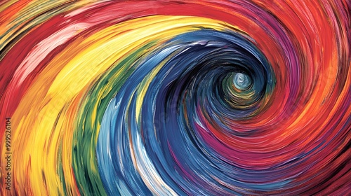 Circular brushstrokes in bright colors, symbolizing unity and wholeness 