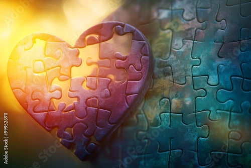 Obraz na płótnie Heart Shaped Puzzle: Love and Connection w salonie
