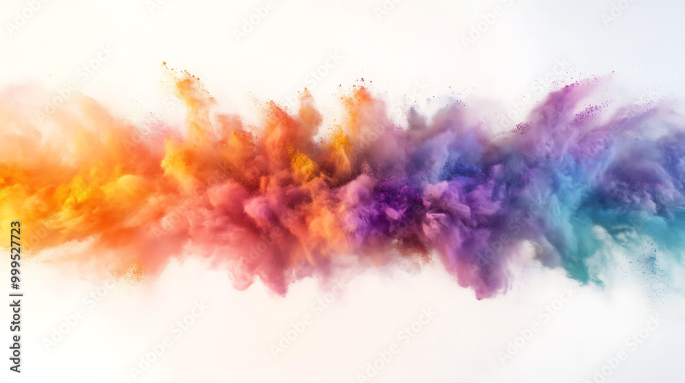 Fototapeta premium Colorful powder explosion on white background.