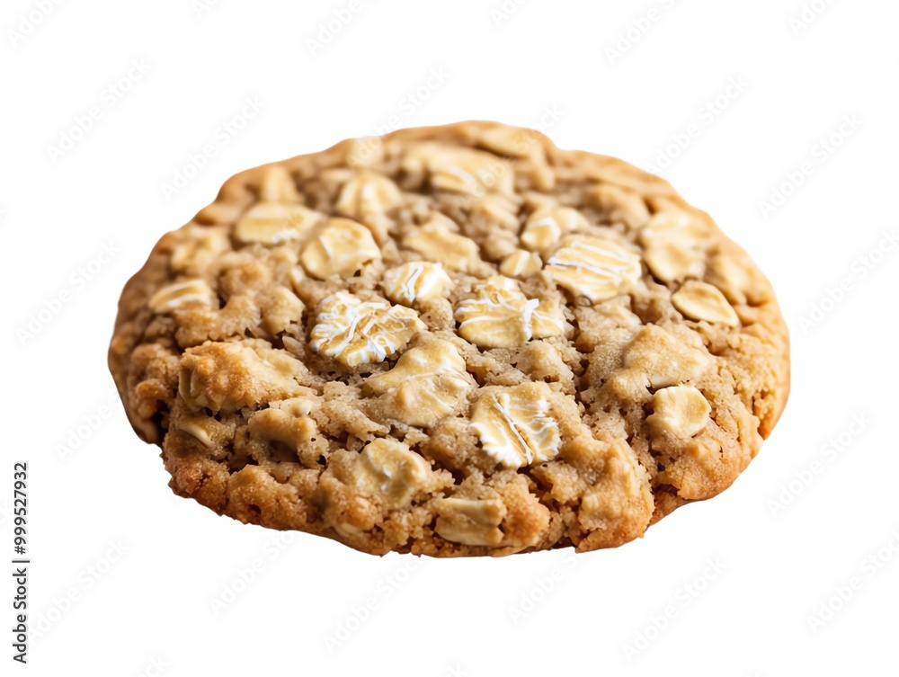 Close-up of a delicious, chewy oatmeal cookie on a white isolated background. Close-up of a delicious, chewy oatmeal cookie on a white isolated background.