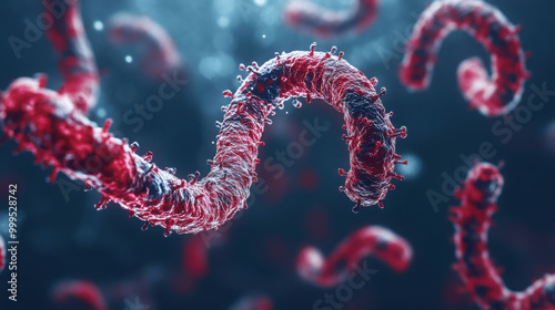 microscopic view of Zaire Ebolavirus (Ebola Virus) - Filoviridae virus, medical media image
