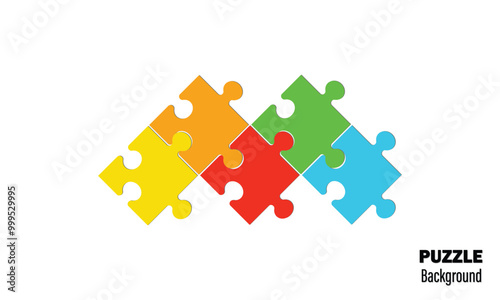 Five pieces puzzle infographic. Puzzle pieces vector set. Puzzle jigsaw on white background. Set of puzzle pieces. Vector illustration	