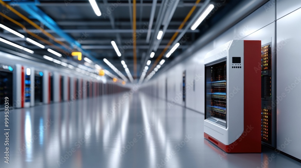 Obraz premium Modern Data Center with Advanced Technology Equipment