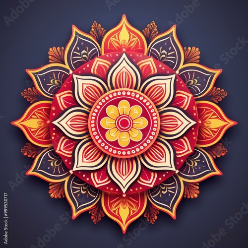 Mandala art design also called rangoli, decorative elements