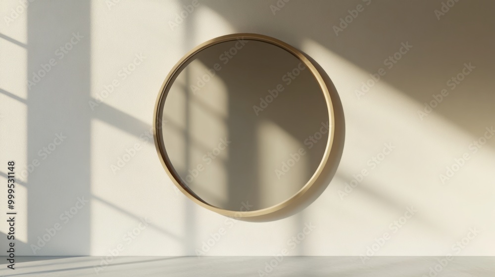  sleek, round mirror mounted on a minimalistic, clean wall