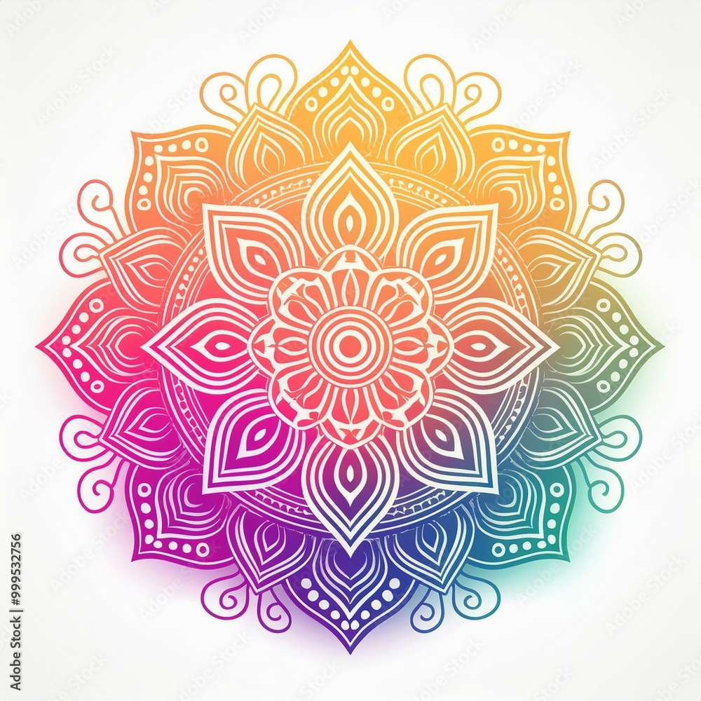 Mandala art design also called rangoli, decorative elements on white background Mandala art design also called rangoli, decorative elements on white background