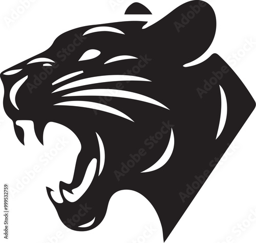 Black panther head icon silhouette vector illustration 