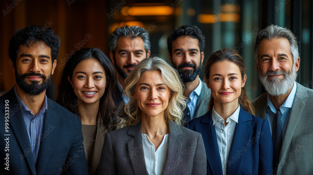 Diverse and Confident Business Team Smiling, Professional Group Portrait in Office Setting, Teamwork and Leadership Concept Diverse and Confident Business Team Smiling, Professional Group Portrait in Office Setting, Teamwork and Leadership Concept