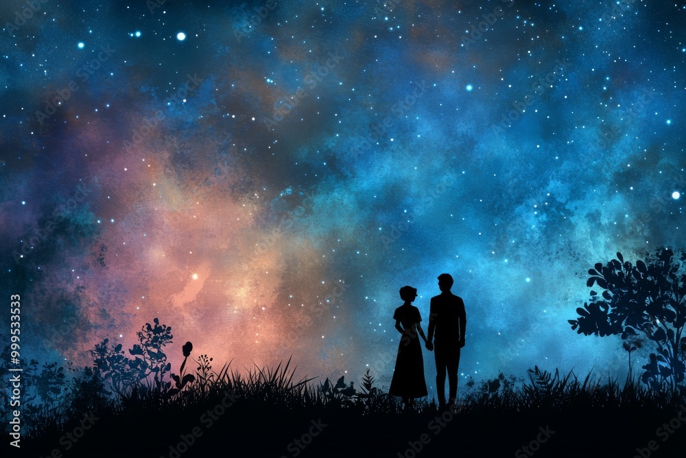 Silhouettes of Love Under a Starry Sky Silhouettes of Love Under a Starry Sky