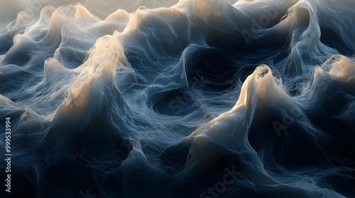 Abstract forms resembling waves crashing on a distant shore  photo