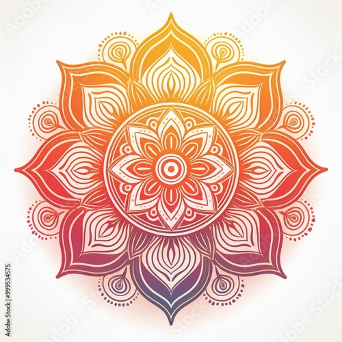 Mandala art design also called rangoli, decorative elements on white background