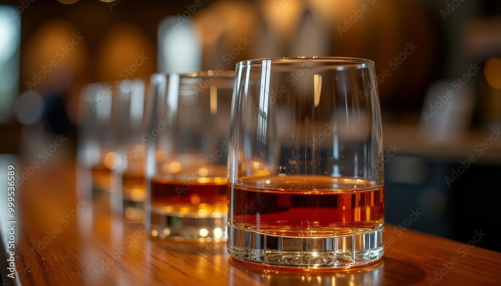 Amber liquid in glasses blurred background Amber liquid in glasses blurred background