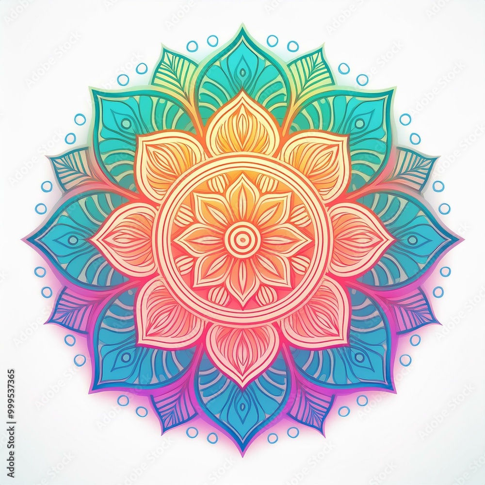 Mandala art design also called rangoli, decorative elements on white background Mandala art design also called rangoli, decorative elements on white background