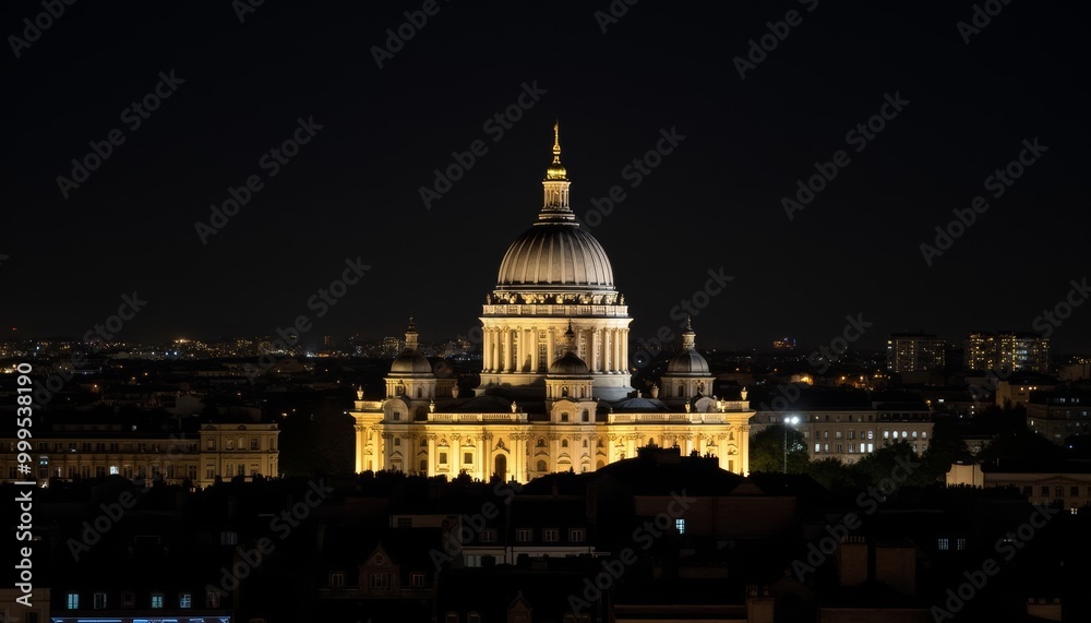 Fototapeta premium Glowing grandeur Cityscape under the night sky