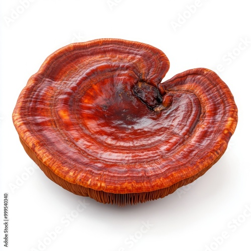 Red reishi Mushroom (Lingzhi) isolated on white background. photo