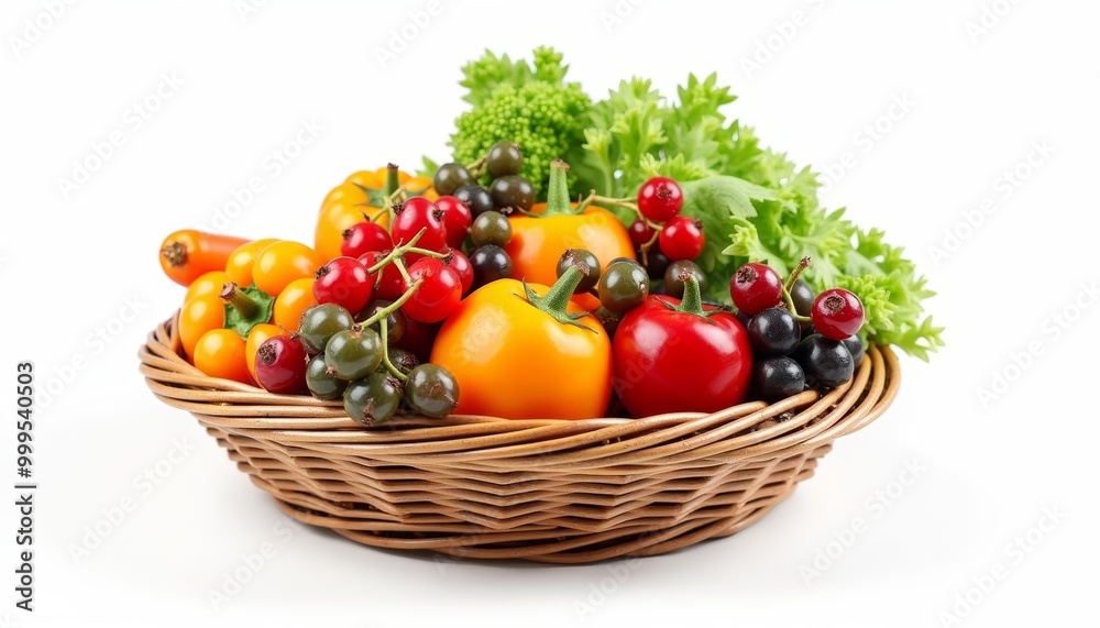 Fresh produce in a woven basket Fresh produce in a woven basket