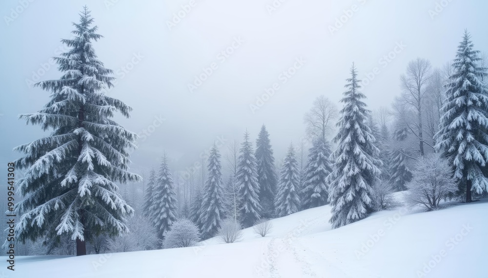 Fototapeta premium Whispers of winter in a snowy forest