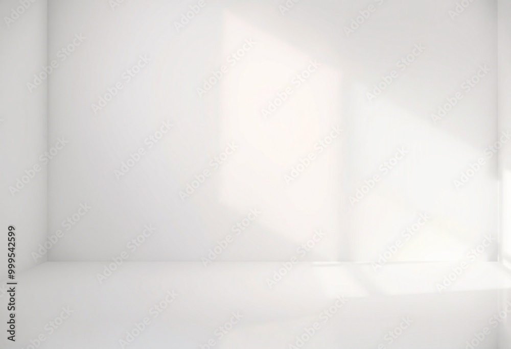 Empty room with white walls and floor, featuring sunlight shining through a window. Empty room with white walls and floor, featuring sunlight shining through a window.