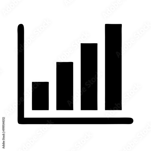 Bar graph icon, solid design, analytics symbol, business style, copy space
