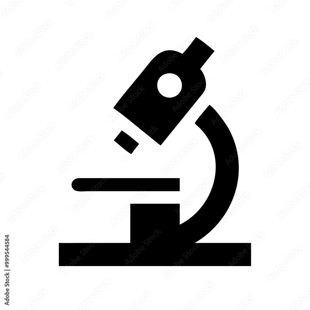 Microscope icon in solid black on white background for science and research concepts
Microscope icon in solid black on white background for science and research concepts