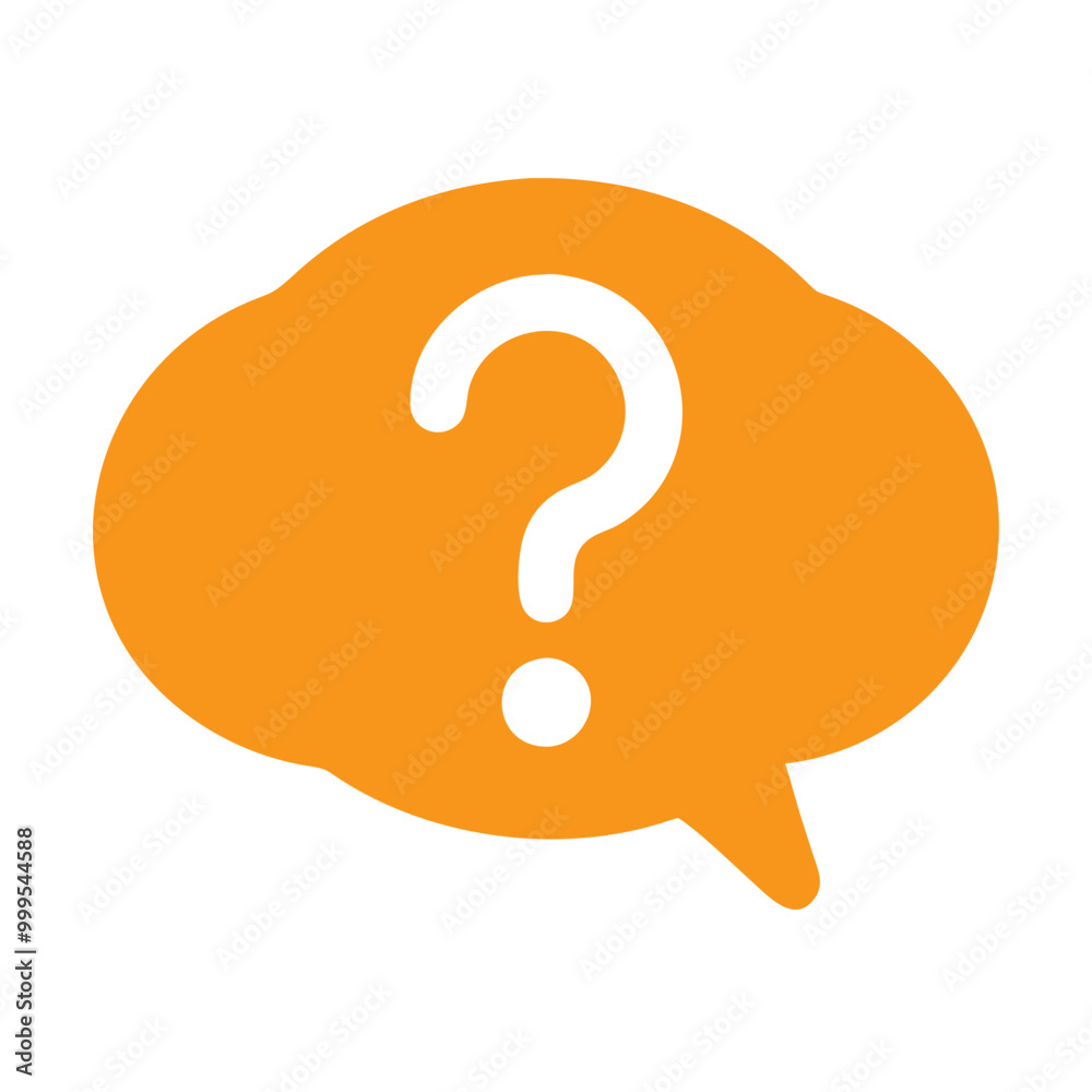 Question bubble icon in vibrant orange on white background for communication and inquiry concepts
Question bubble icon in vibrant orange on white background for communication and inquiry concepts