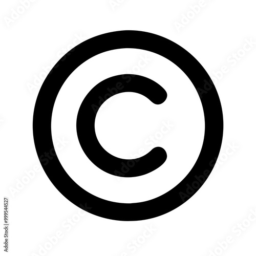 Copyright icon in bold design on white background for intellectual property and legal concepts
