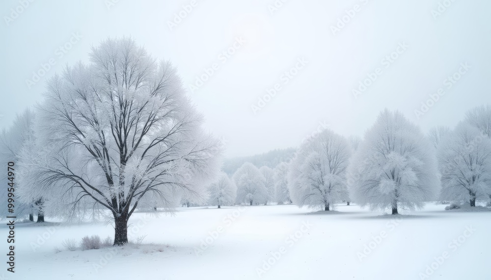 Obraz premium Wintry serenity in a snowcovered forest