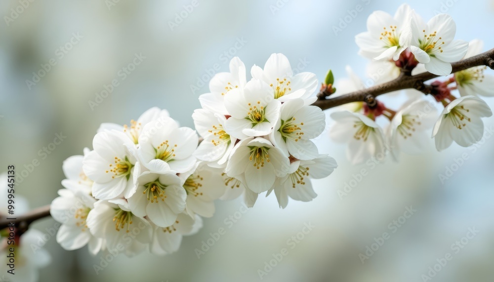 Blooming beauty A branch of white flowers in full bloom Blooming beauty A branch of white flowers in full bloom