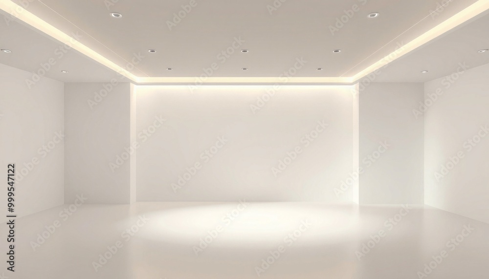 Empty room with white walls and ceiling with recessed lighting. Empty room with white walls and ceiling with recessed lighting.