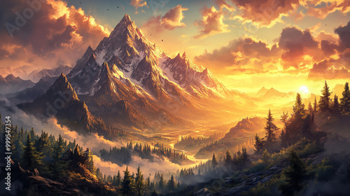 A breathtaking sunrise over a mountain