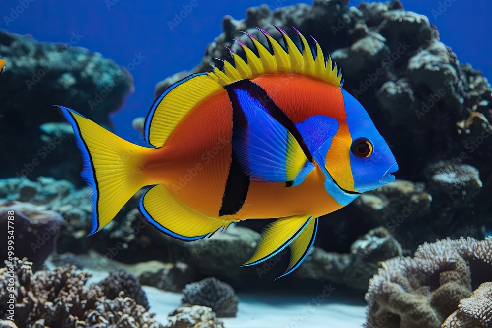 Vibrant Parrotfish Swimming in an Ocean Setting Vibrant Parrotfish Swimming in an Ocean Setting