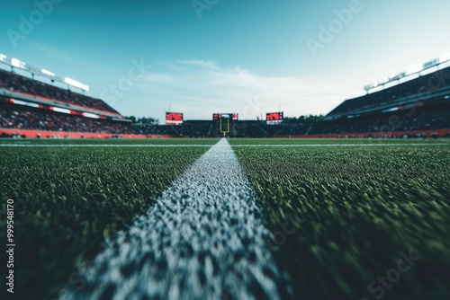 Dynamic View of Football Stadium from Ground Level